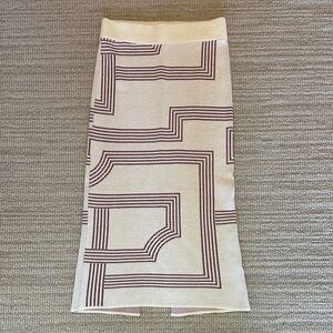 H&M Cream and Brown Geometric Midi Skirt